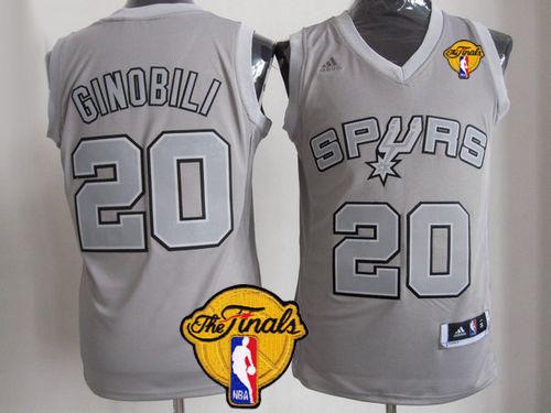 Grey Spurs #20 Manu Ginobili Big Color Fashion Finals Patch Stitched NBA Jersey